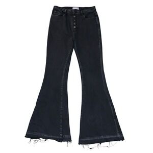 Nature Denim Flare Jordan Jeans 11 Black Button Fly Frayed‎ Boho grunge NT1253BK